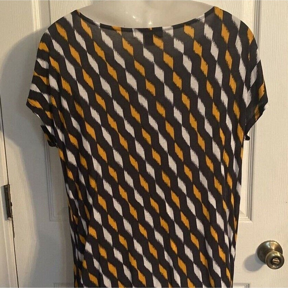 MICHAEL KORS Geometric Pattern Top Women's M w/Side Tie 100% Silky Smooth Modal